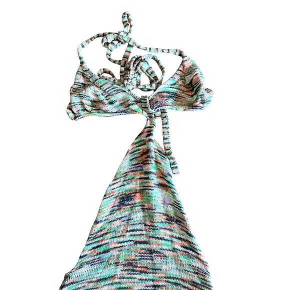 Jaded London Space Dye Knit Cut Out Maxi Dress Green Orange Multi Beach MEDIUM - Picture 5 of 6